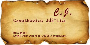 Czvetkovics Júlia névjegykártya